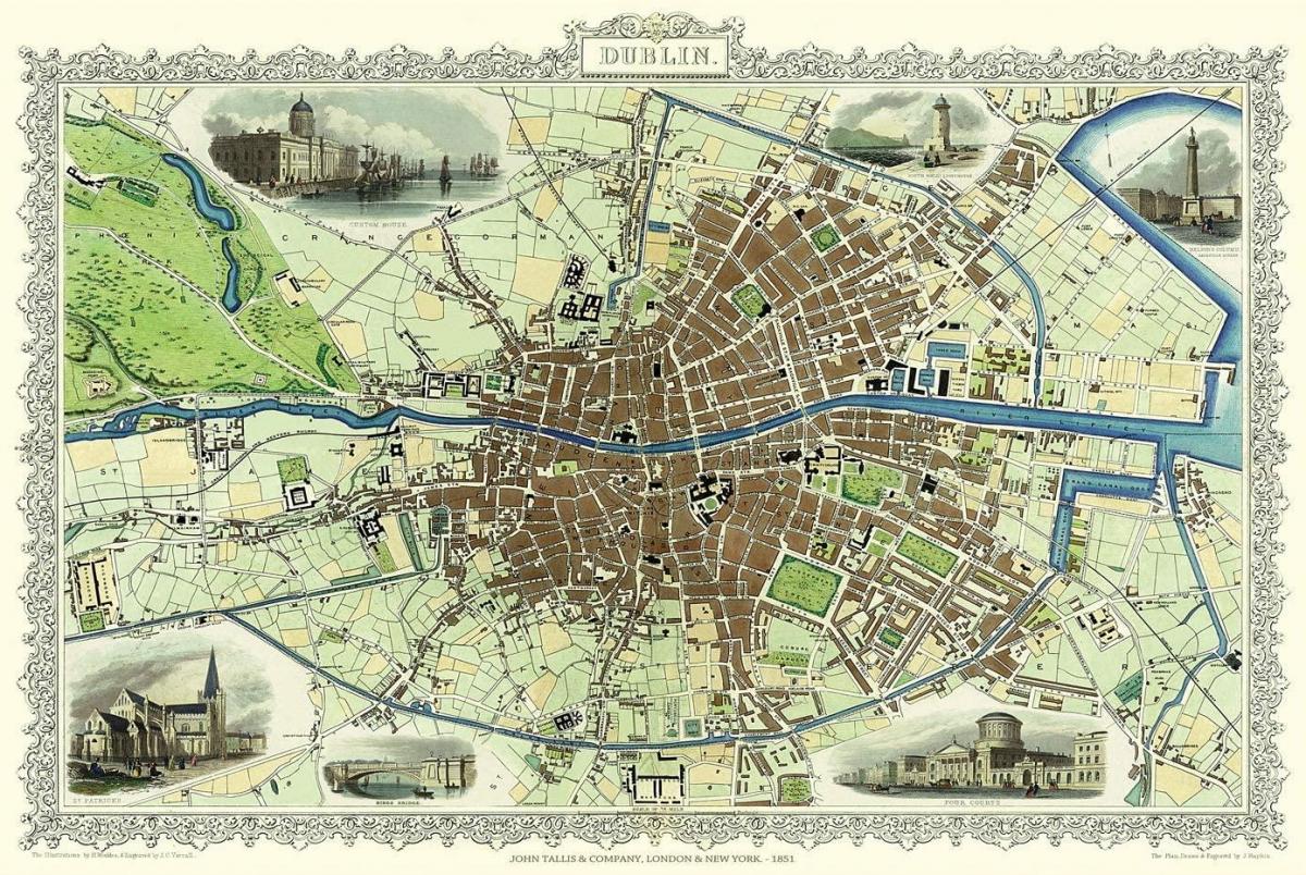 Старинная карта Дублина
