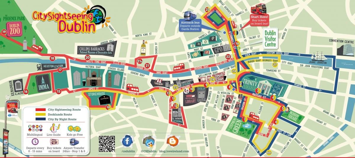 Карта пешеходных экскурсий по Дублину