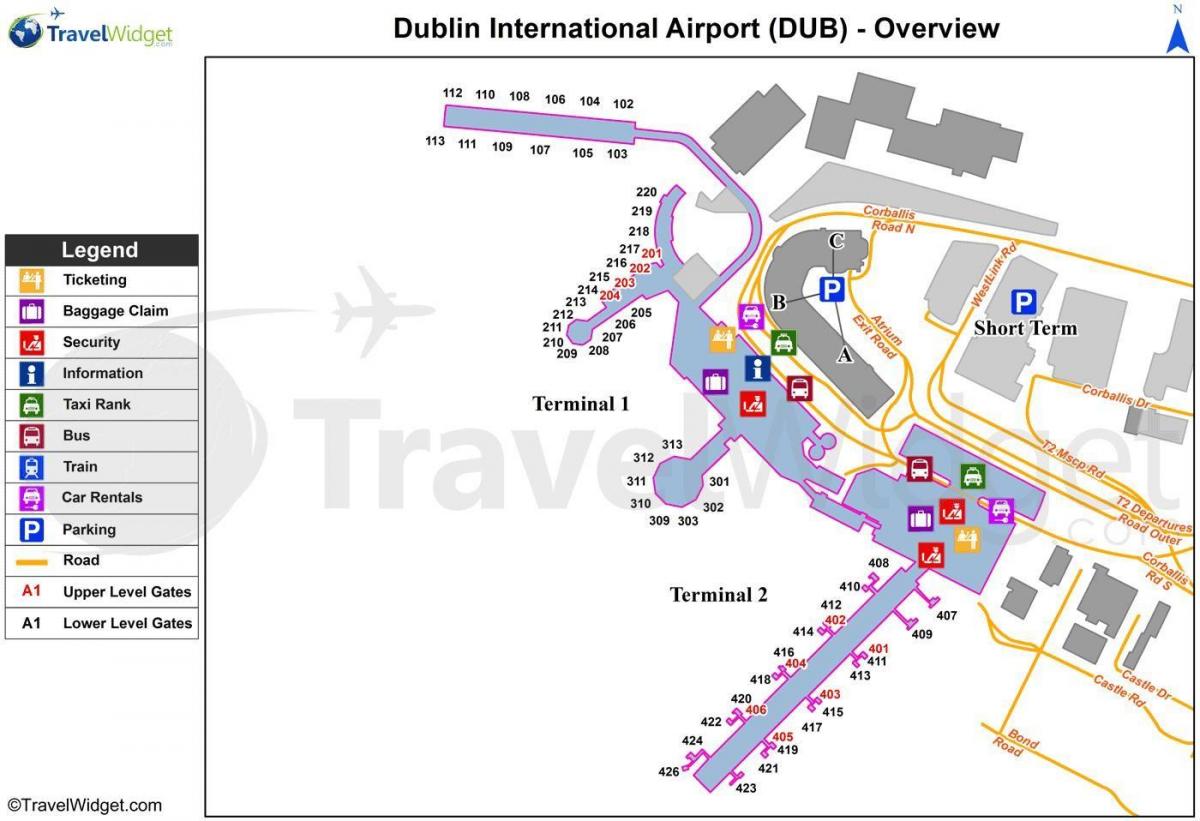 Карта терминалов аэропорта Дублина