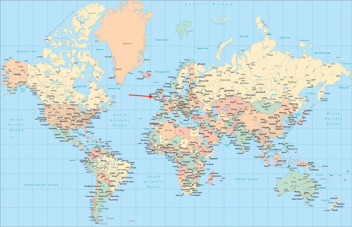 Расположение Дублина на карте мира